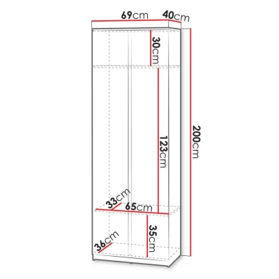 Dvojdverová predsieňová skriňa 69 cm BEZA - šedá