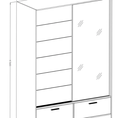 Zrkadlová šatníková skriňa 150 cm CROWEL - dub mauvella / čierna