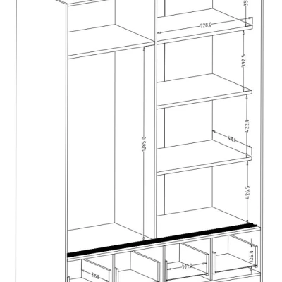 Zrkadlová šatníková skriňa 150 cm CROWEL - dub mauvella / čierna