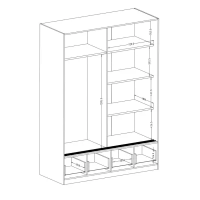 Zrkadlová šatníková skriňa 150 cm CROWEL - dub mauvella / čierna