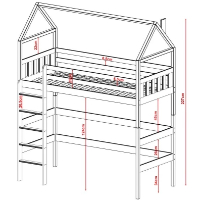 Detská poschodová posteľ domček 90x200 GAPCI - biela