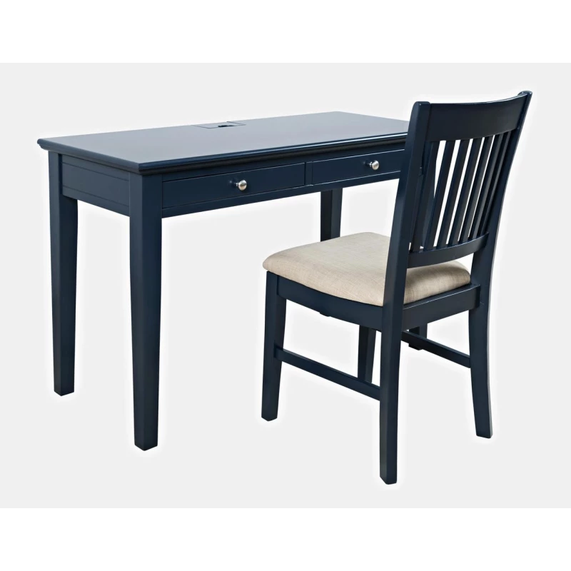 Písací stôl so stoličkou EMILIA - tmavo modrý / béžový