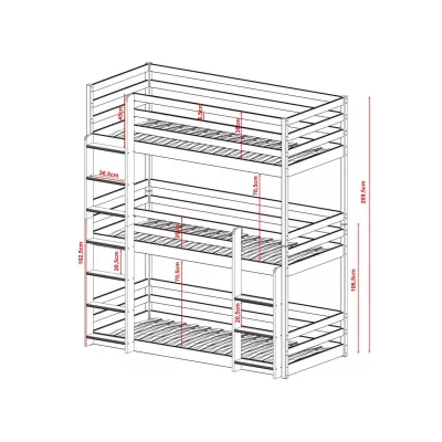 Poschodová posteľ pre troch 90x200 CAPPI - borovica