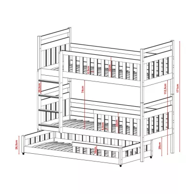 Detská palanda s prístelkou 90x200 BAYRA - šedá 1