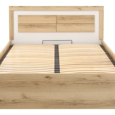 Manželská posteľ 160x200 AZIZA - dub grand prírodná / biela