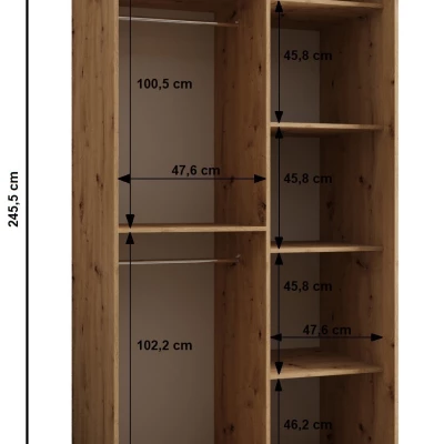 Dvojdverová skriňa SAMARA 2 - 100 cm, biela / čierna / čierna