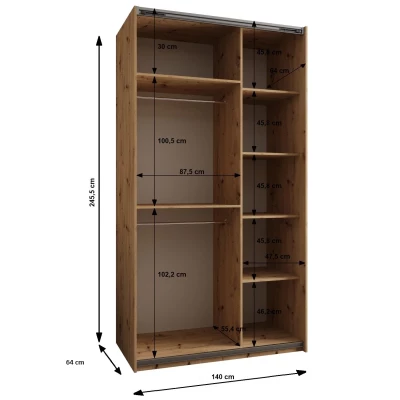 Dvojdverová skriňa SAMARA 1 - 140 cm, kašmír / zlatá