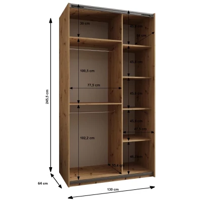 Dvojdverová skriňa SAMARA 2 - 130 cm, kašmír / zlatá