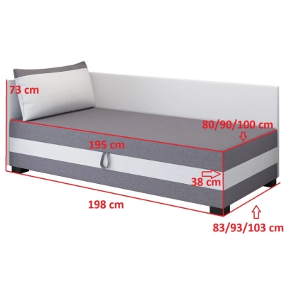 Jednolôžková čalúnená posteľ 120x195 MIRRY PLUS 1 - šedá / biela