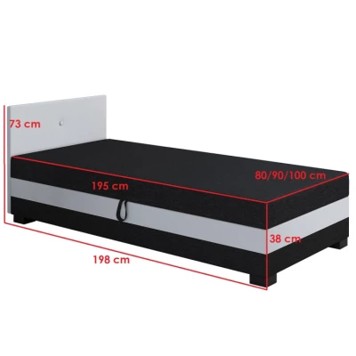 Jednolôžková čalúnená posteľ 90x195 MIRRY 1 - čierna / biela