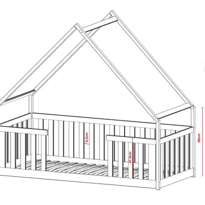 Detská posteľ domček 80x180 DAMTON - biela