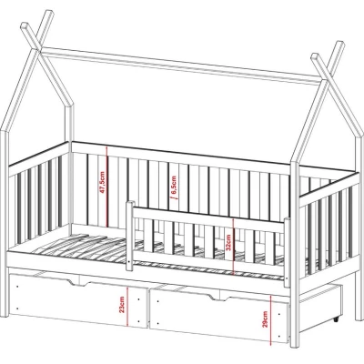 Detská posteľ domček 80x160 KATY - borovica