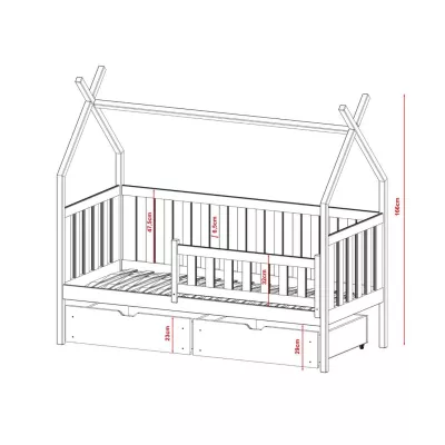Detská posteľ domček 80x160 KATY - borovica