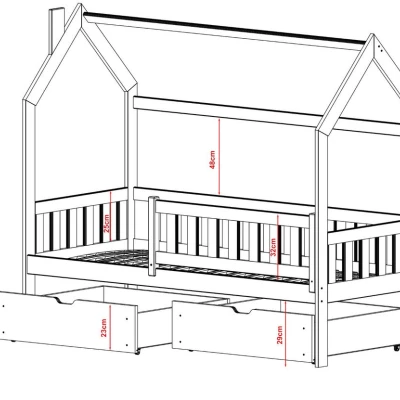 Detská domčeková posteľ 80x200 DIGGINS - biela