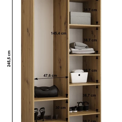 Šatníková skriňa s policami 100/40 LORENA 2 - kašmír / zlatá