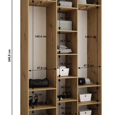 Šatníková skriňa s policami 140/40 LORENA 2 - kašmír / zlatá
