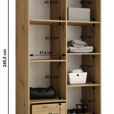 Šatníková skriňa s policami 100/50 LORENA 2 - kašmír / zlatá
