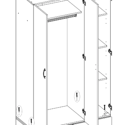 Trojdverová šatníková skriňa 111 cm RICHLAND - dub artisan / biela