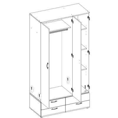 Trojdverová šatníková skriňa 111 cm RICHLAND - dub artisan / biela