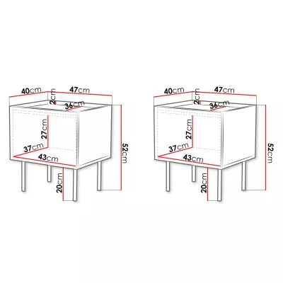 Set 2x nočný stolík NOXA - biely