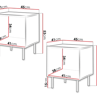 Set 2x nočný stolík ANGET - orech