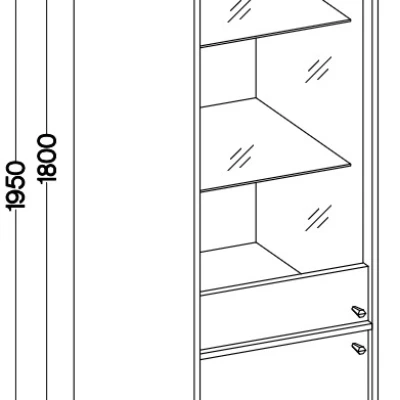 Vitrína s presklenými dvierkami IROS 2 - eukalyptus / čierna