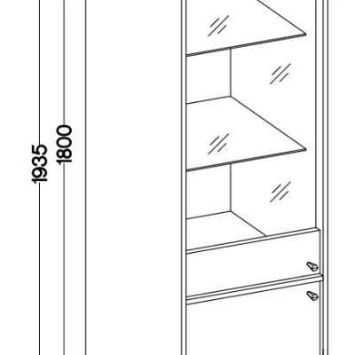 Vitrína s presklenými dvierkami IROS 1 - eukalyptus / čierna
