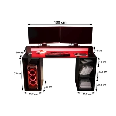 Počítačový stôl LAMAR 1 s LED osvetlením - čierny