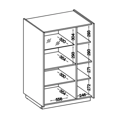 Nízka presklená vitrína HELENE - béžová / orech okapi