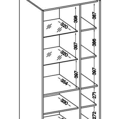 Presklená vitrína HELENE - béžová / orech okapi