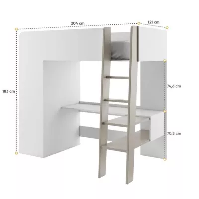 Multifunkčná detská poschodová posteľ 90x200 MILIA - congo / biela