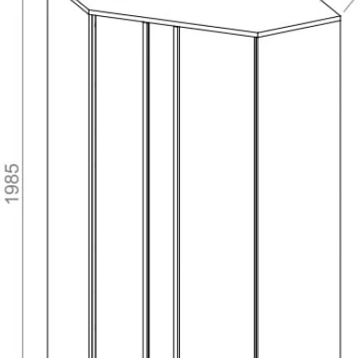 Rohová šatníková skriňa 95 cm PAMPA - biela / grafitová