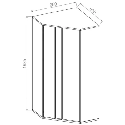 Rohová šatníková skriňa 95 cm PAMPA - biela / grafitová