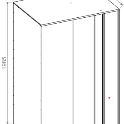 Dvojdverová šatníková skriňa 130 cm PAMPA - biela / grafitová, pravé prevedenie