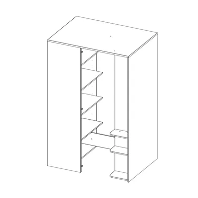 Dvojdverová šatníková skriňa 130 cm PAMPA - biela / grafitová, pravé prevedenie