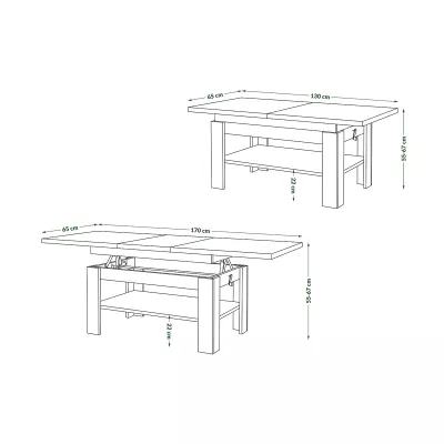 Rozkladací konferenčný stolík GIZMO - dub artisan / čierny