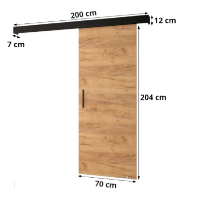 Posuvné dvere so strieborným úchytom SALOME 4 - 70 cm, dub craft zlatý / čierne