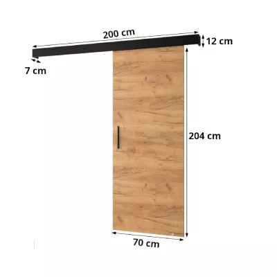 Posuvné dvere s čiernym úchytom SALOME 4 - 70 cm, dub craft zlatý / čierne