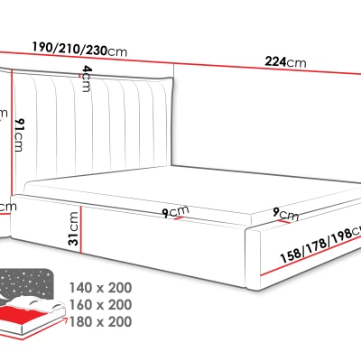 Manželská čalúnená posteľ 180x200 AMOL - béžová