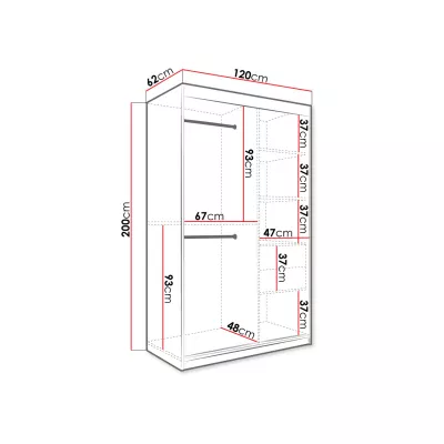 Úzka šatníková skriňa 120 cm so zrkadlom CARSON 1 - biely mramor / biela / zlatá