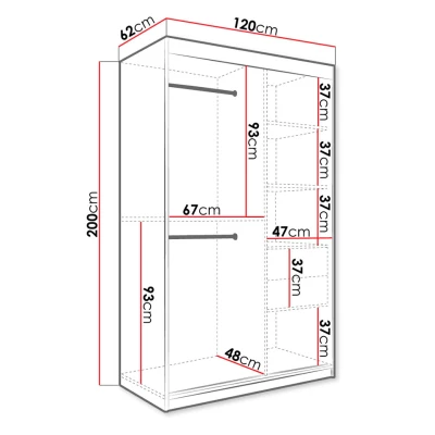 Úzka šatníková skriňa 120 cm so zrkadlom CARSON 1 - čierny mramor / biela / zlatá