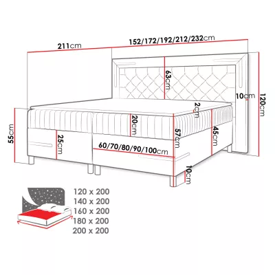 Dvojlôžková kontinentálna posteľ 180x200 BELIA 2 - strieborná + LED a topper ZDARMA