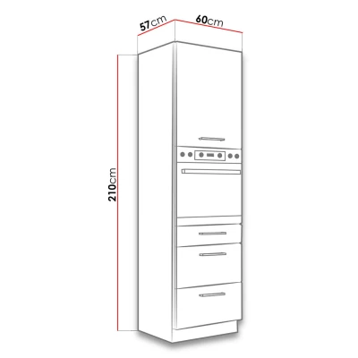 Vysoká skrinka 60 cm na vstavanú rúru ZHILAN 1 - dub lancelot / lesklá biela