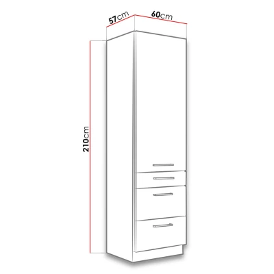 Vysoká kuchynská skrinka 60 cm so šuplíkmi ZHILAN - dub lancelot / lesklá biela