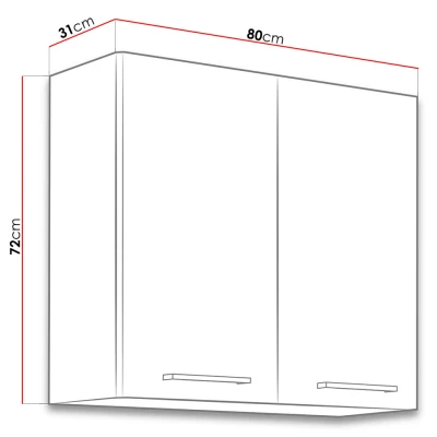 Kuchynská horná dvojdverová skrinka 80 cm ZHILAN - dub lancelot / lesklá biela