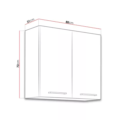 Kuchynská horná dvojdverová skrinka 80 cm ZHILAN - dub lancelot / lesklá biela