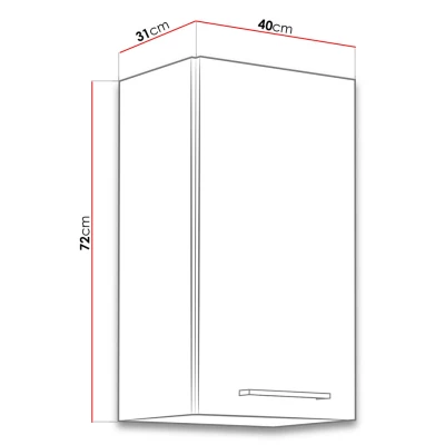 Horná kuchynská vysoká skrinka 40 cm ZHILAN - dub lancelot / lesklá biela