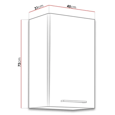 Horná kuchynská vysoká skrinka 45 cm ZHILAN - dub lancelot / lesklá biela