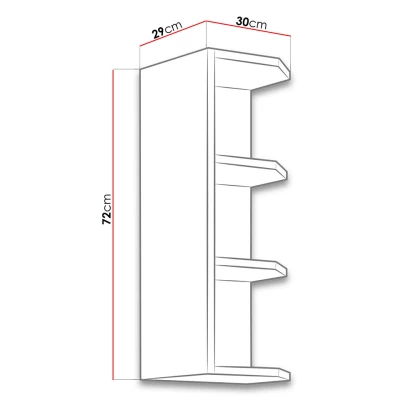 Horná rohová kuchynská policová skrinka 30 cm ZHILAN - dub lancelot