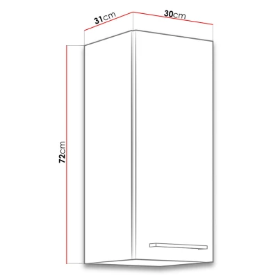 Horná uzavretá kuchynská skrinka 30 cm ZHILAN - dub lancelot / lesklá biela